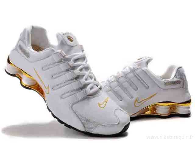 Dernieres concepteur de mens Nike Shox NZ en or blanc (1)